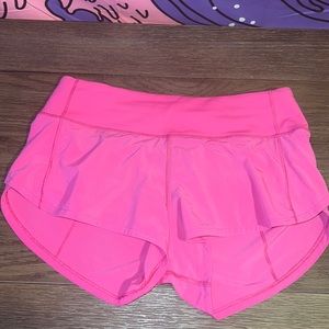 lululemon sonic pink speed up shorts